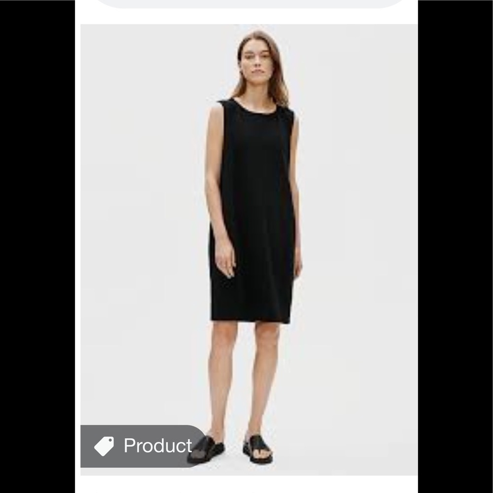 NWOT Eileen  Fisher size M Sleeveless  Stretch  Dress MEDIUM Black Shift